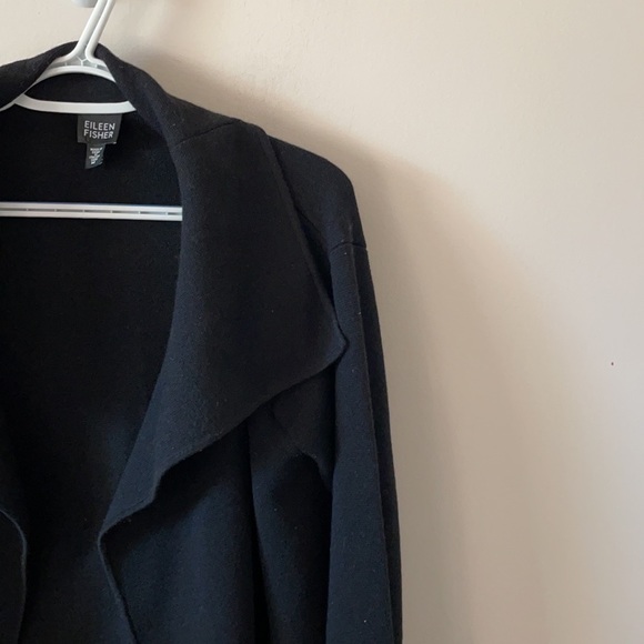 Eileen Fisher Black Open Front Wool Cardigan- Size M - Picture 4 of 8